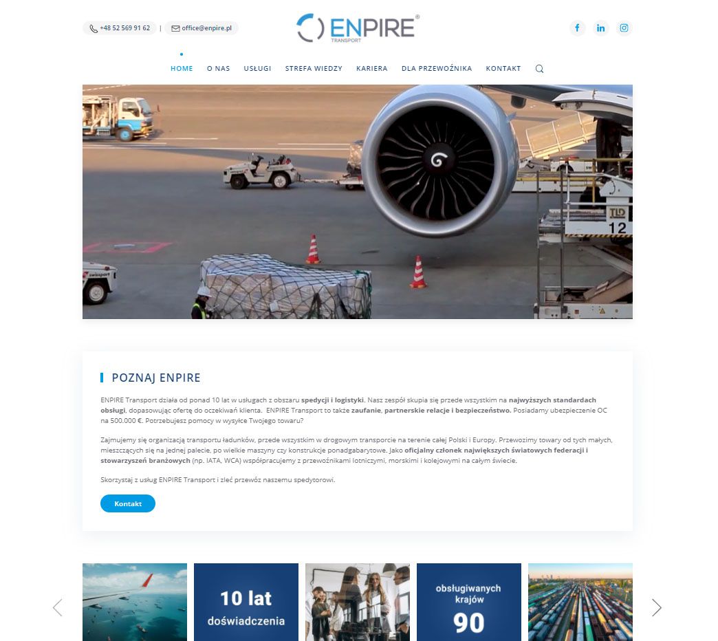 Projekt strony internetowej Enpire - portfolio projektanta stron internetowych